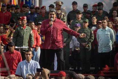 Nicolás Maduro pronuncia un discurso durante un acto para conmemorar los 21 años del regreso de Hugo Chávez al poder, en Caracas, este jueves.