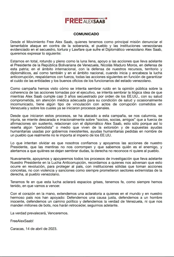 Comunicado publicado por Camilla Fabri Saab